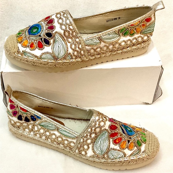 PATRIZIA by Spring step- “Maylis” Embroidered Canvas Espadrille Slip On Size 38 - Picture 2 of 16